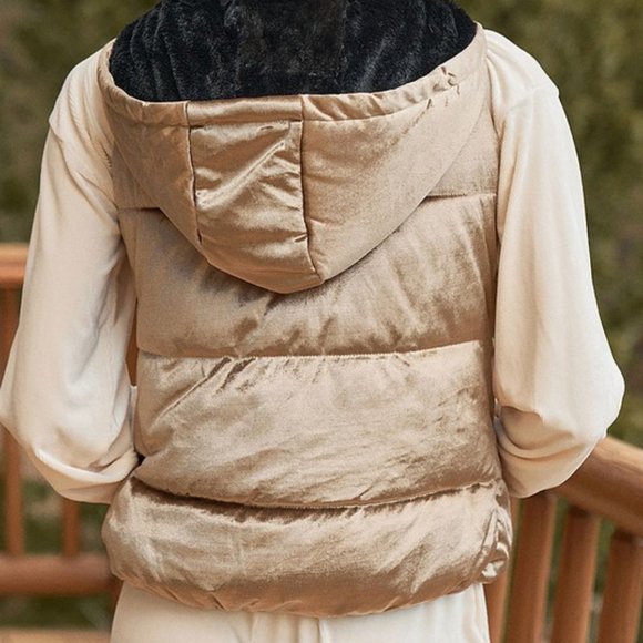 Velvet Hooded Bubble Vest (Multiple Colors) - Picture 8 of 11